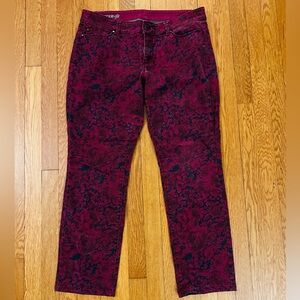Ann Taylor Burgundy Floral Print Jeans
